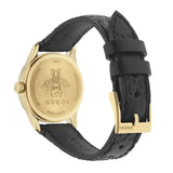 Gucci G Timeless Quartz Black Dial Black Leather Strap Watch For Women - YA126581A Authentic Buy Shop Now
