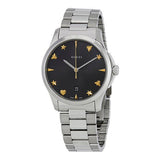 Gucci G Timeless Black Dial Silver Steel Strap Watch For Women - YA1264029 Authentic Buy Shop Now