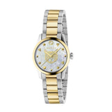 Gucci G Timeless Quartz Mother of Pearl Dial Two Tone Steel Strap Watch For Women - YA1265012 Authentic Buy Shop Now