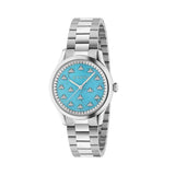 Gucci G Timeless Quartz Turquoise Dial Silver Steel Strap Unisex Watch - YA1265044 Authentic Buy Shop Now