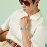 Gucci G Timeless Quartz Turquoise Dial Silver Steel Strap Unisex Watch - YA1265044 Authentic Buy Shop Now