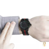 Gucci G Timeless Sport Black Dial Two Tone NATO Strap Watch For Men - YA126229 Authentic Buy Shop Now