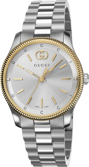 Gucci G Timeless Quartz Silver Dial Two Tone Steel Strap Watch for Women - YA1265063 Authentic Buy Shop Now