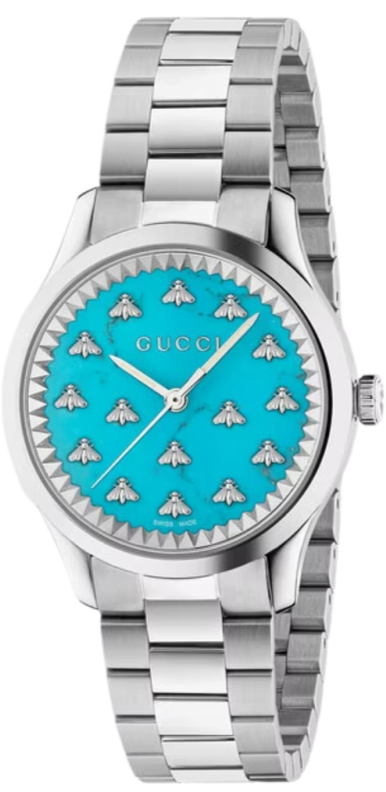 Gucci G Timeless Quartz Turquoise Dial Silver Steel Strap Unisex Watch - YA1265044 Authentic Buy Shop Now