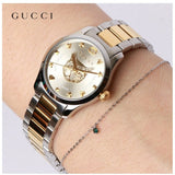 Gucci G Timeless Quartz Silver Dial Two Tone Steel Strap Watch For Women - YA126596 Authentic Buy Shop Now