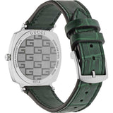 Gucci Grip Quartz Silver Dial Green Leather Strap Watch For Women - YA157404 Authentic Buy Shop Now