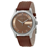 Gucci G Timeless Quartz Brown Dial Brown Rubber Strap Watch For Men - YA126403 Authentic Buy Shop Now