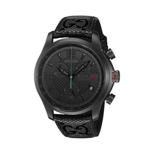 Gucci G Timeless Chronograph Black Dial Black Leather Strap Watch For Men - YA126244 Authentic Buy Shop Now
