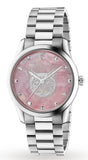 Gucci G Timeless Quartz Mother of Pearl Pink Dial Silver Steel Strap Watch for Women - YA1264166 Authentic Buy Shop Now