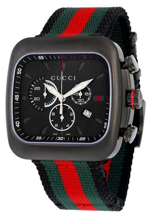 Gucci Coupe Chronograph Quartz Black Two Tone NATO Strap Watch For Men - YA131202 Authentic Buy Shop Now