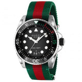 Gucci Dive Black Dial Red & Green Nylon Strap Watch For Men - YA136209 Authentic Buy Shop Now