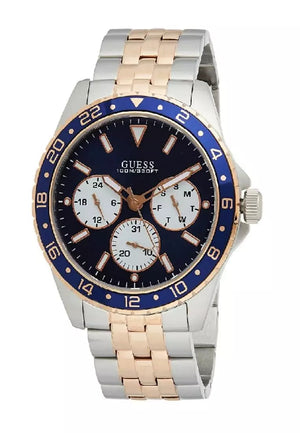 Guess Odyssey Blue Dial Two Tone Steel Strap Watch For Men - W1107G3 Authentic Buy Shop Now