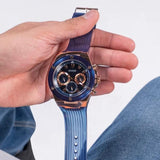Guess Poseidon Chronograph Blue Dial Blue Silicone Strap Watch For Men - GW0425G3 Authentic Buy Shop Now