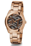 Guess Cubed Analog Black Dial Rose Gold Steel Strap Watch For Women - GW0607L3 Authentic Buy Shop Now