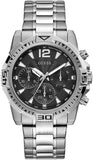 Guess Commander Chronograph Black Dial Silver Steel Strap Watch for Men - GW0056G1 Authentic Buy Shop Now