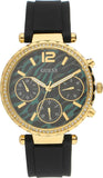Guess Solstice Green Dial Black Rubber Strap Watch for Women - GW0113L1 Authentic Buy Shop Now