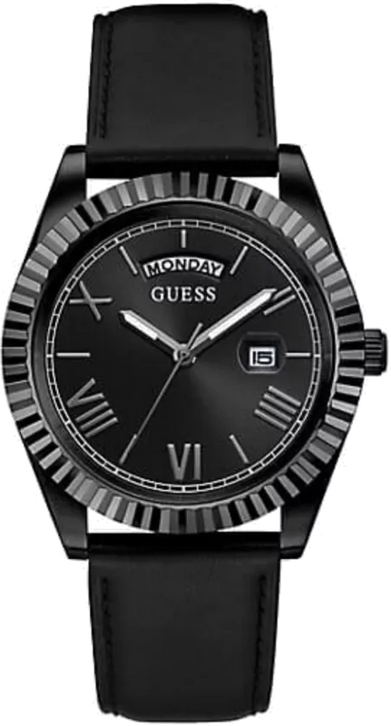 Guess Connoisseur Black Dial Black Leather Strap Watch For Men - GW0353G1 Authentic Buy Shop Now