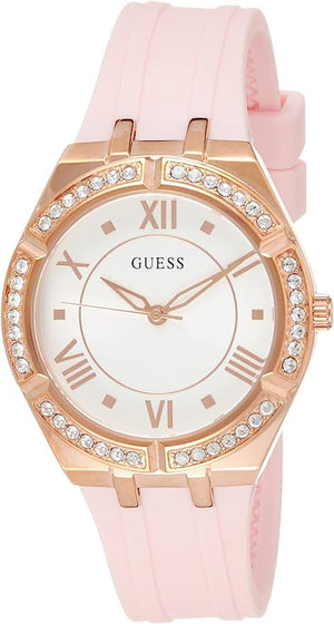 Guess Cosmo Diamonds Silver Dial Pink Silicone Strap Watch for Women - GW0034L3 Authentic Buy Shop Now