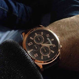 Guess Exec Chronograph Brown Dial Brown Leather Strap Watch For Men - W0076G4 Authentic Buy Shop Now
