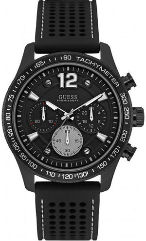Guess Fleet Chronograph Black Dial Black Rubber Strap Watch for Men - W0971G1 Authentic Buy Shop Now