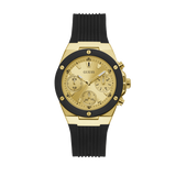Guess Athena Gold Dial Black Rubber Strap Watch For Women - GW0030L2 Authentic Buy Shop Now