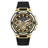 Guess Matrix Multifunction Gold Dial Black Rubber Strap Watch For Men - GW0423G2 Authentic Buy Shop Now