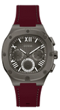 Guess Headline Multifunction Grey Dial Burgundy Silicone Strap Watch For Men - GW0571G4 Authentic Buy Shop Now