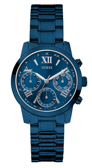 Guess F14 Chronograph Analog Blue Dial Blue Steel Strap Watch For Women - W0448L5 Authentic Buy Shop Now