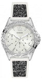 Guess Swirl Quartz Silver Dial White Silicone Strap Watch for Women - W1096L1 Authentic Buy Shop Now