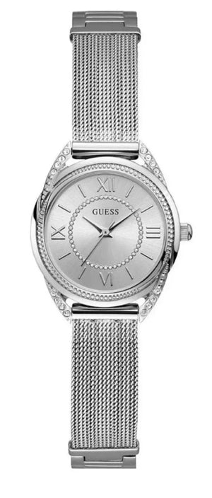Guess Whisper Silver Dial Silver Mesh Bracelet Watch for Women - W1084L1 Authentic Buy Shop Now