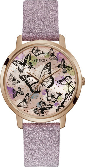 Guess Mariposa Pink Dial Pink Leather Strap Watch for Women - GW0008L2 Authentic Buy Shop Now
