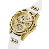 Guess Queen Quartz Gold Dial White Silicone Strap Watch For Women - GW0536L2 Authentic Buy Shop Now