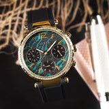 Guess Solstice Green Dial Black Rubber Strap Watch for Women - GW0113L1 Authentic Buy Shop Now