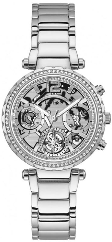 Guess Solstice Diamonds Silver Dial Silver Steel Strap Watch for Women - GW0403L1 Authentic Buy Shop Now