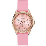 Guess Sparkling Diamonds Pink Dial Pink Rubber Strap Watch for Women - W0032L9 Authentic Buy Shop Now
