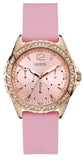 Guess Sparkling Diamonds Pink Dial Pink Rubber Strap Watch for Women - W0032L9 Authentic Buy Shop Now
