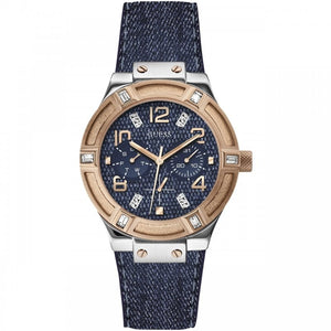 Guess Jet Setter Analog Blue Dial Blue Denim Strap Watch For Women - W0289L1 Authentic Buy Shop Now