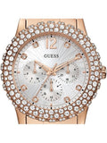 Guess Dazzler Diamonds Silver Dial Rose Gold Steel Strap Watch for Women - W0335L3 Authentic Buy Shop Now