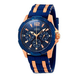 Guess Oasis Blue Dial Blue & Rose Gold Stainless Steel Strap Watch For Men - W0366G4 Authentic Buy Shop Now