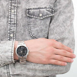 Guess Atlas Chronograph Black Dial Silver Steel Strap Watch For Men - W0668G3 Authentic Buy Shop Now