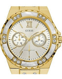 Guess Limelight Quartz Silver Dial Golden Leather Strap Watch For Women - W0775L2 Authentic Buy Shop Now