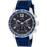 Guess Fleet Chronograph Black Dial Blue Rubber Strap Watch for Men - W0971G2 Authentic Buy Shop Now