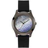 Guess Crush Crystals Silver Dial Black Rubber Strap Watch for Women - W1223L4 Authentic Buy Shop Now