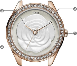 Guess Mini Rose Diamonds White Dial White Leather Strap Watch For Women - U85142l3 Authentic Buy Shop Now