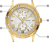 Guess Siren Diamonds Silver Dial Gold Steel Strap Watch for Women - W0442L2 Authentic Buy Shop Now