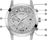Guess Atlas Chronograph Silver Dial Silver Steel Strap Watch For Men - W0668G7 Authentic Buy Shop Now