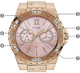 Guess Rose Gold Dial with Diamonds Pink Rubber Strap Watch For Women - W1053L3 Authentic Buy Shop Now