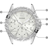 Guess Swirl Quartz Silver Dial White Silicone Strap Watch for Women - W1096L1 Authentic Buy Shop Now