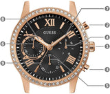 Guess Solar 40mm Black & Rose Gold Dial Black Rubber Strap Watch For Women - W1135L4 Authentic Buy Shop Now