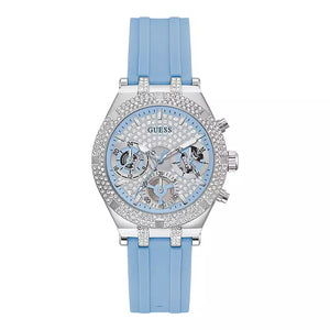 Guess Heiress Diamonds Blue Dial Blue Rubber Strap Watch for Women - GW0407L1 Authentic Buy Shop Now